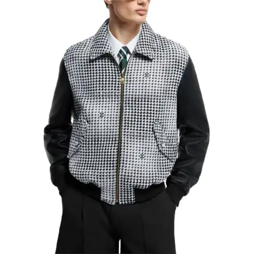 LOUIS VUITTON Mixed Leather And Wool Blouson