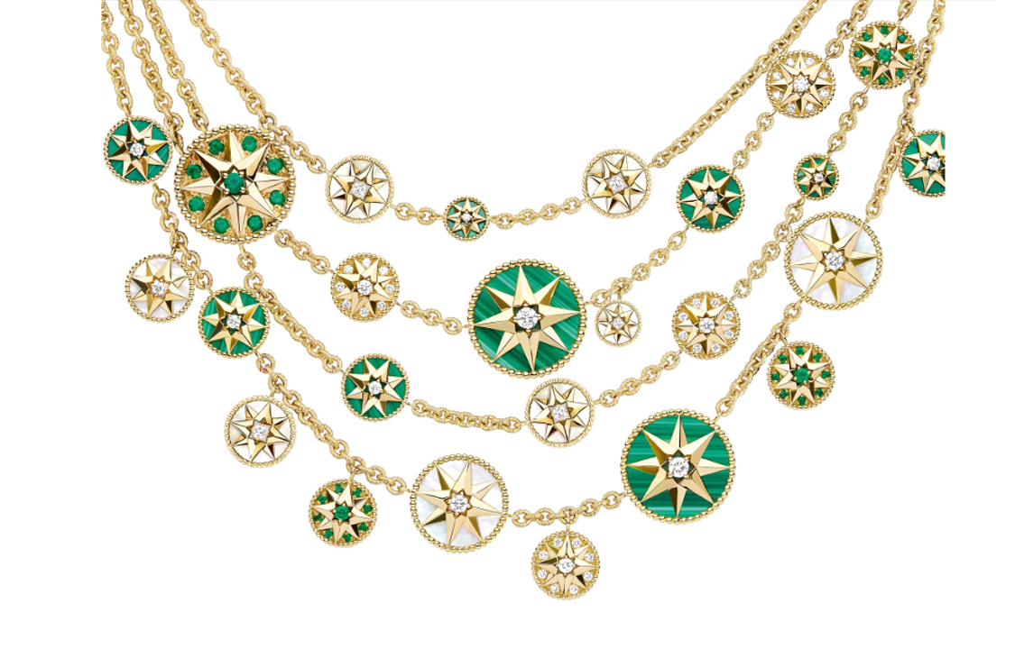 DIOR Rose Des Vents 18K Gold Necklaces Women's Green