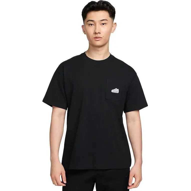 Nike T-Shirts Men's Black Crew Neck Moderate Straight Fit