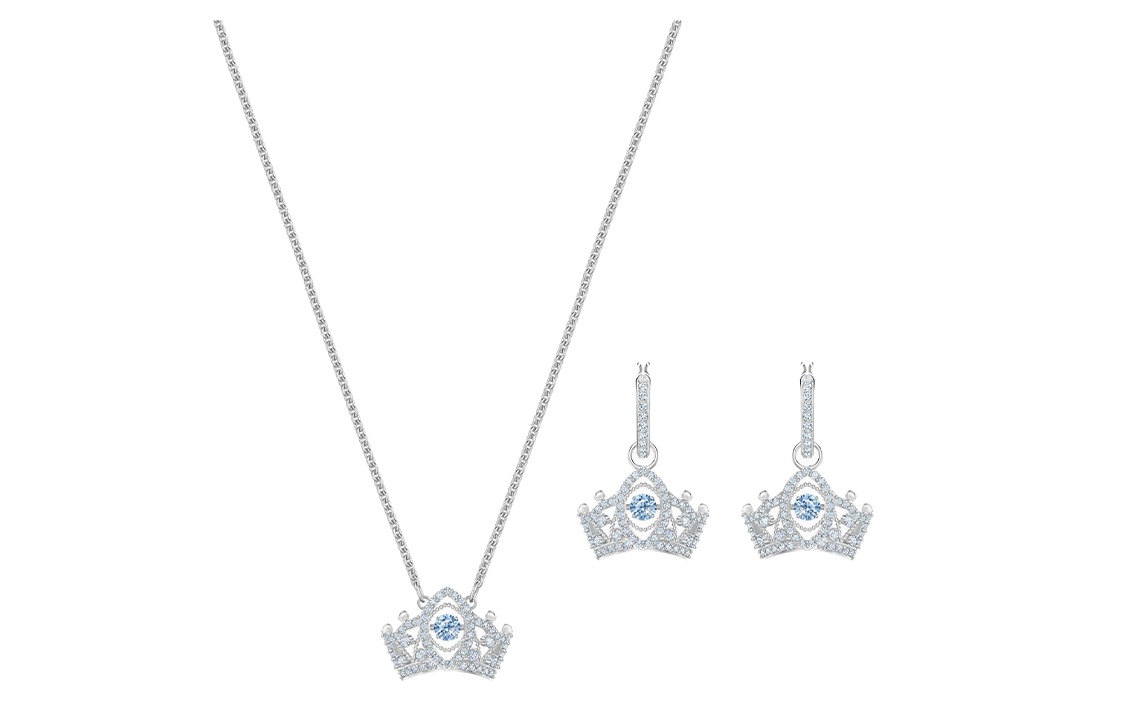 Swarovski Bee A Queen Brilliant Magnificent Crown Women's Necklace and Earrings Set