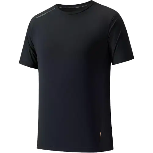 ANTA T Shirts Men's Black Crew Neck Moderate Straight Fit