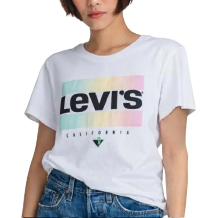 Levi's T-Shirts Women's White Crew Neck Moderate Straight Fit
