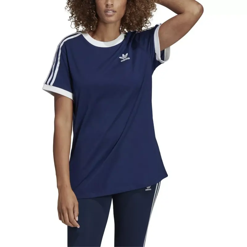 Adidas Originals 3 Stripes T Shirt Women's Dark Blue