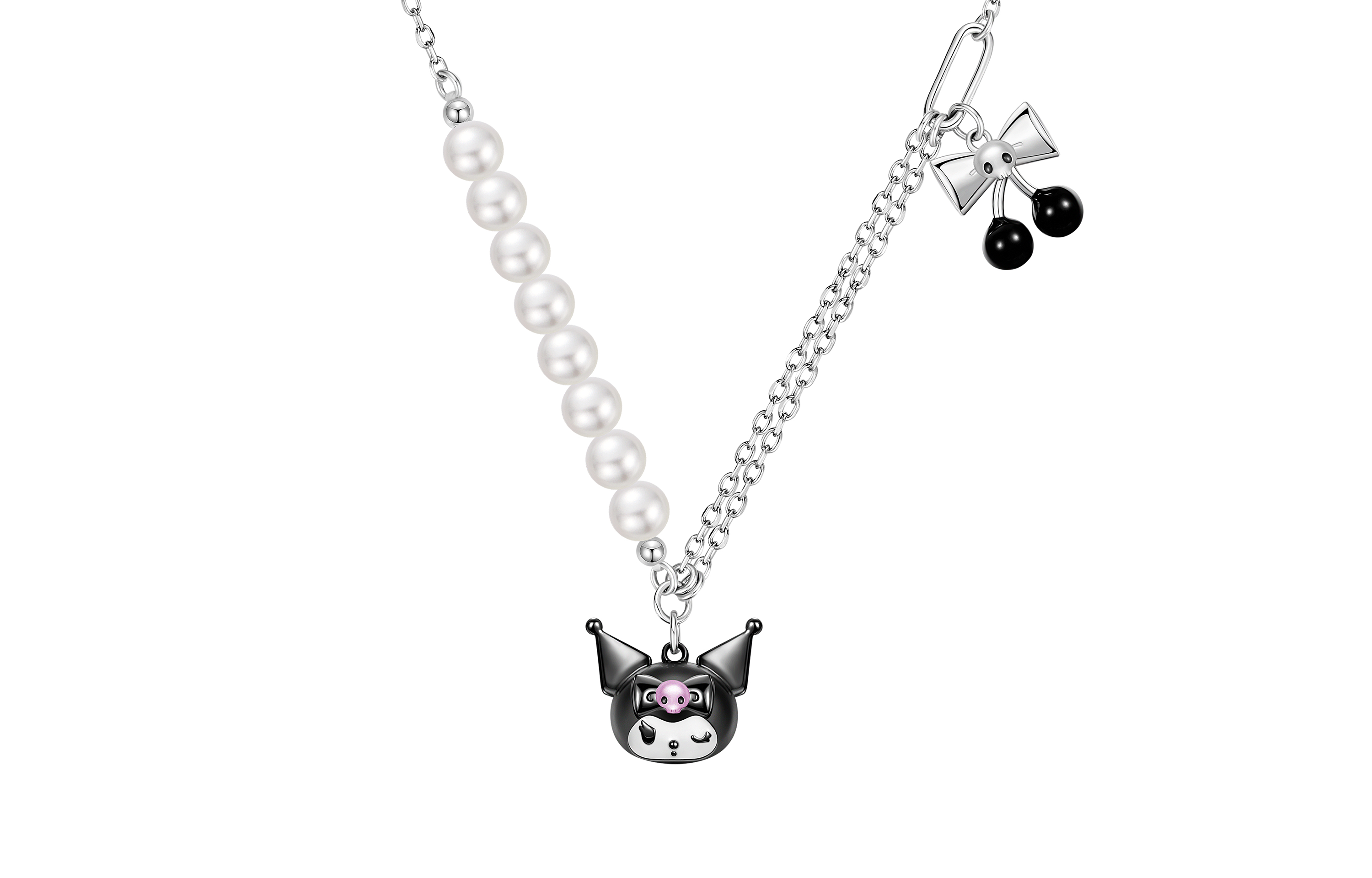 Sanrio Sanrio, sophisticated creative design pendant, cute copper chain for key bag with bow, necklace from pearl, light luxury style, high-quality style