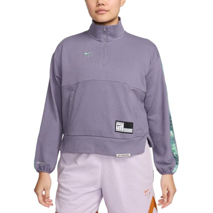 Nike Swoosh Fly Women's Dri FIT Oversized 1/4 Zip French Terry Basketball Top