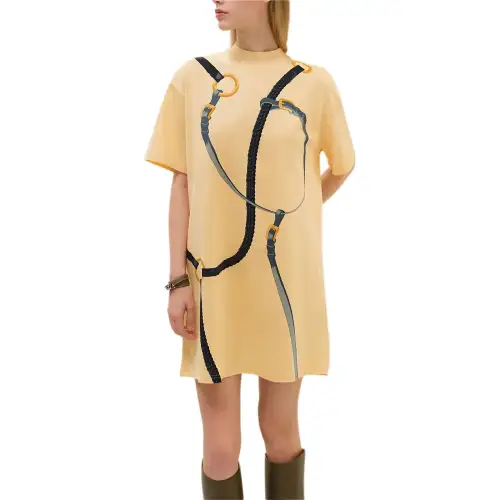 HERMES Short Sleeved Dress Women's Yellow