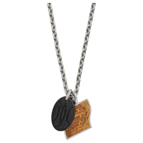 HERMES Parade Palladium Plated Necklaces Men's Silver
