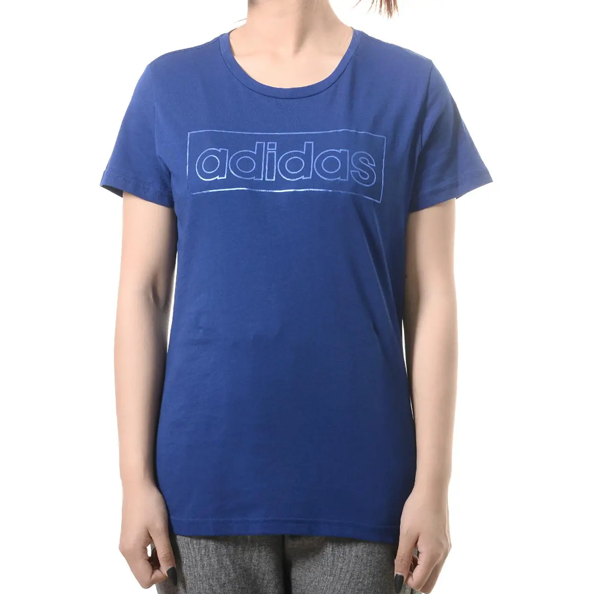 Adidas T-Shirts Women's Blue Crew Neck Moderate Straight Fit