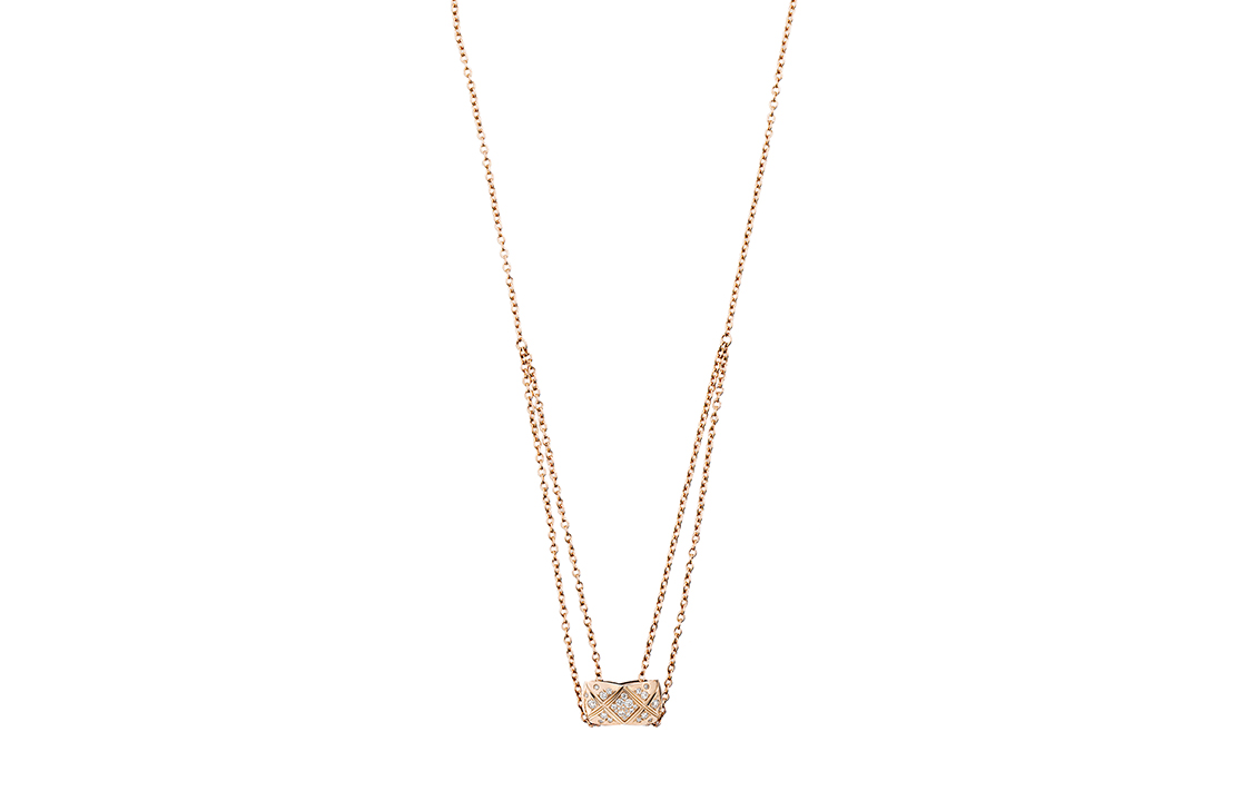Chanel pink gold Coco Crush diamond necklace
