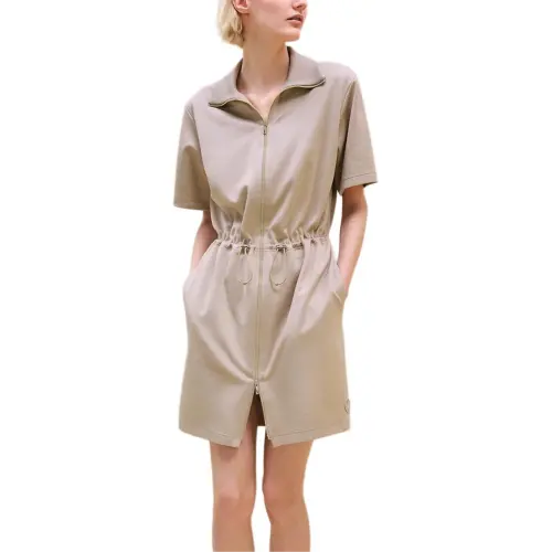 HERMES Short Sleeved Dress Women's Beige