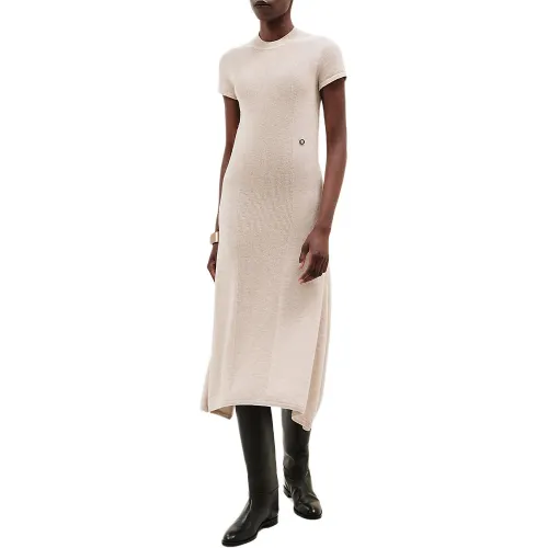 HERMES Short Sleeved Dress Women's Beige
