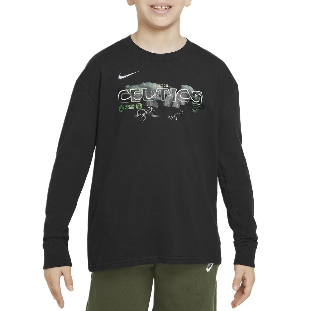 Nike X NBA Boston CelticsMax90 Essential round neck loose comfortable casual long-sleeved T-shirt black youth