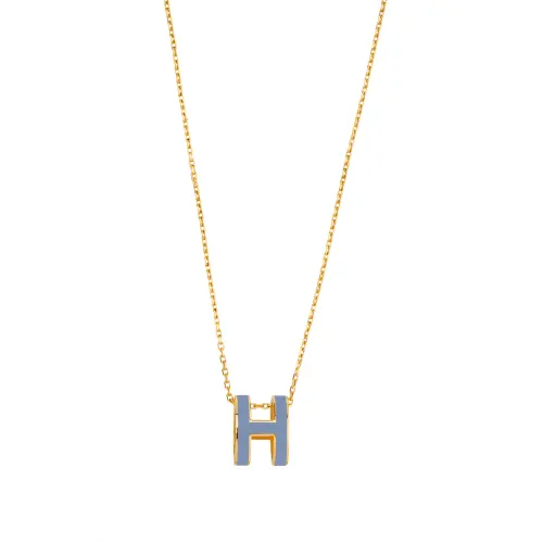 HERMES POP H Gold Plated Metal Necklaces Women's Gold