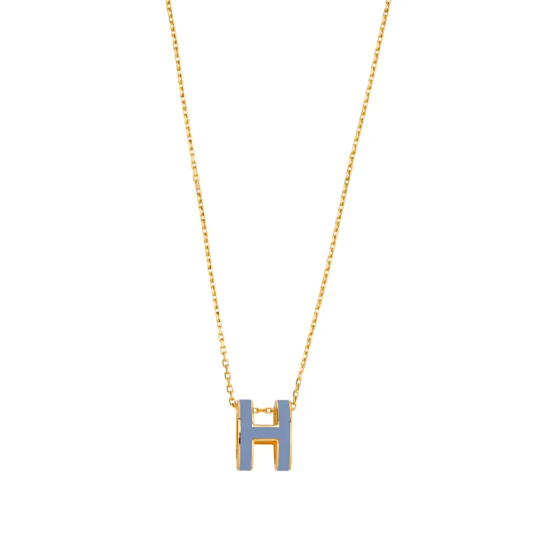 HERMES POP H Gold Plated Metal Necklaces Women's Gold