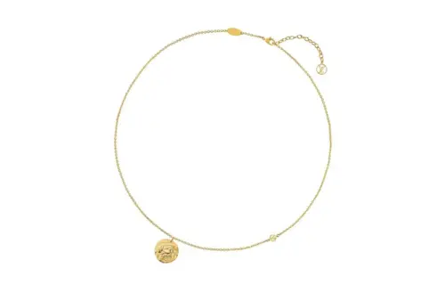 LOUIS VUITTON Animal Pattern Metal Necklaces Women's Gold