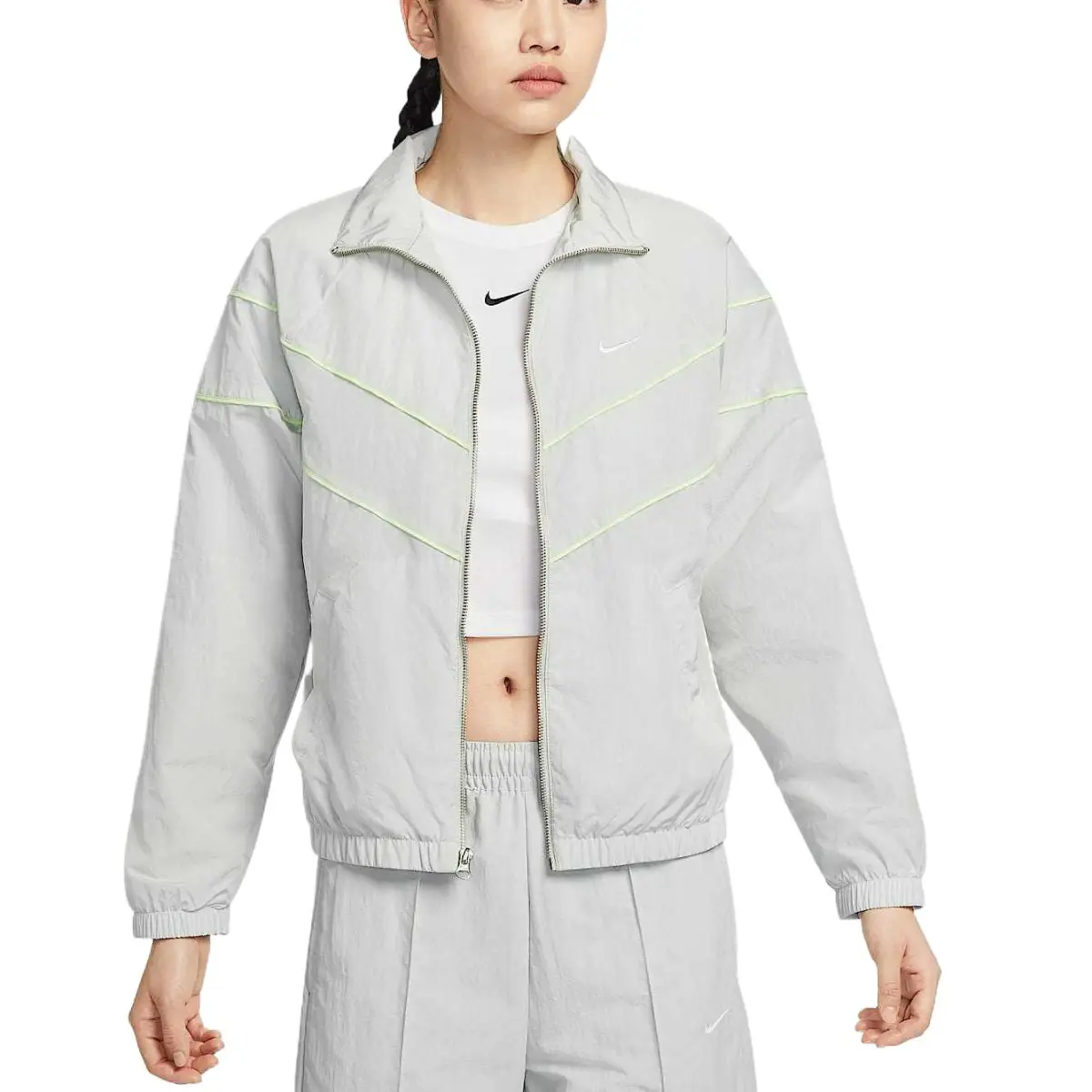 Nike Jacket Women's Light Silver/Mild Yellow Green/White