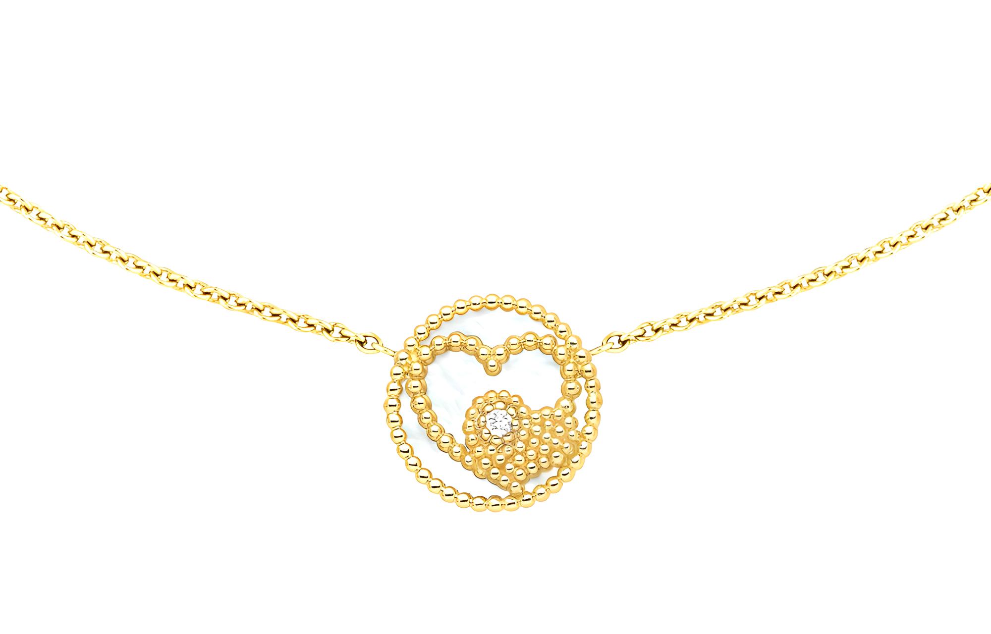 DIOR Dior Rose des Vents Love Yellow Gold and Mother-of-Pearl Decoration Diamond Necklace Women's Gold