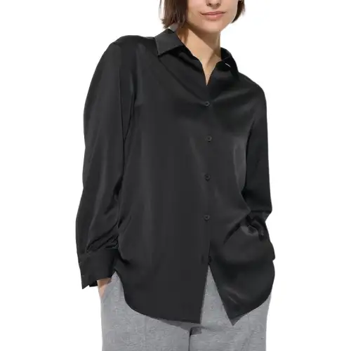 UNIQLO Shirts Women's Black Half Open Collar Moderate Other