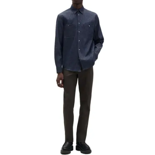 HERMES Shirts Men's Indigo Pointed Collar Moderate Other