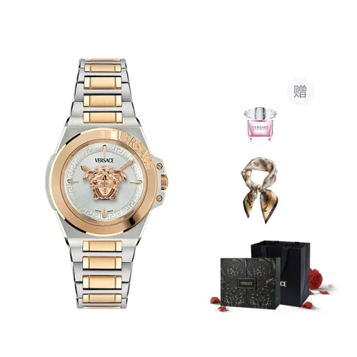 VERSACE Versace, quartz watch strap stainless steel, black dial, women's watch, gift box, perfume for men and women, quartz mechanism, 37mm, light luxury style, for beloved