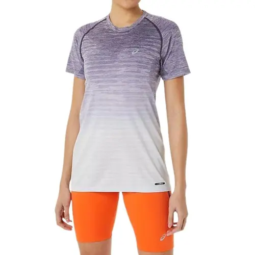 ASICS T Shirts Women's Purple Crew Neck Moderate