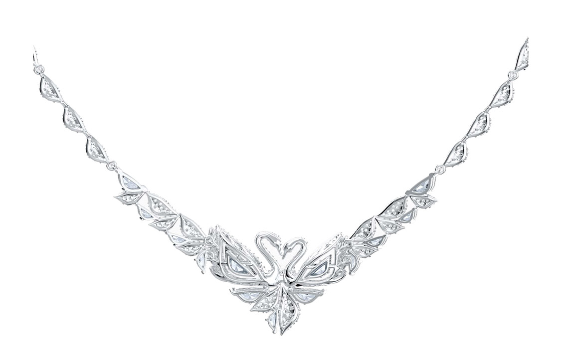 Swarovski Swarovski Dancing Swan Luxurious beating heart double swan full of diamonds white gold crystal necklace for women