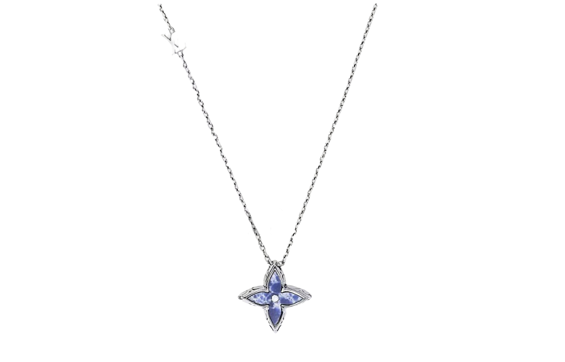 LOUIS VUITTON Flower Locket 925 Sterling Silver Necklaces Unisex Silver