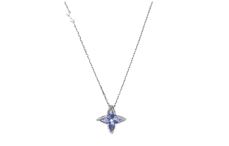 LOUIS VUITTON Flower Locket 925 Sterling Silver Necklaces Unisex Silver