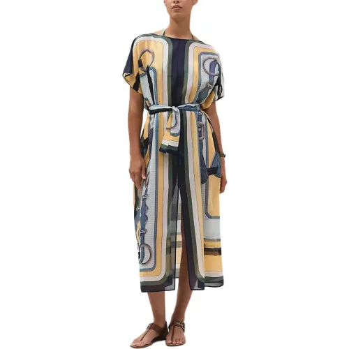 HERMES Short Sleeved Dress Women's Rabi Yellow
