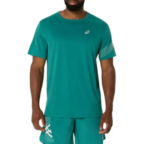 ASICS T Shirts Men's Green Crew Neck