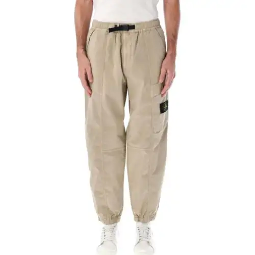 STONE ISLAND Logo Patch Tapered Leg Trousers