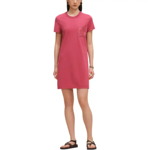 HERMES FW25 Short Sleeved Dress Women's Raspberry Pink