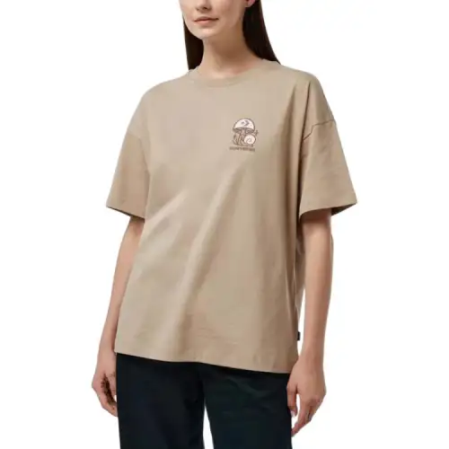 Converse T Shirts Women's Brown Crew Neck Moderate Straight Fit
