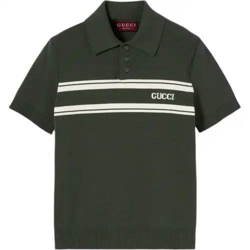 GUCCI Silk Cotton Polo Shirt With Intarsia