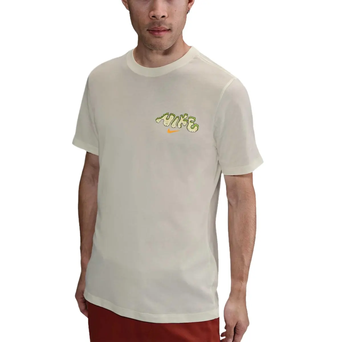 Nike T-Shirts Men's Ecru-133 Crew Neck Moderate Straight Fit