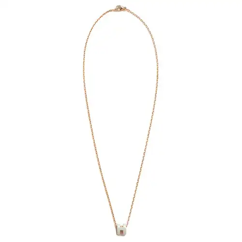 HERMES POP H Metal, Gold Plated, Rose Gold Necklaces Women's Blue