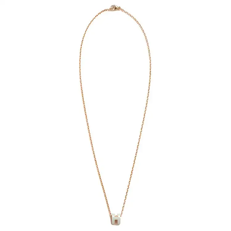 HERMES POP H Metal, Gold Plated, Rose Gold Necklaces Women's Blue