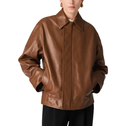 Bottega Veneta Leather Jacket Women's Toffee