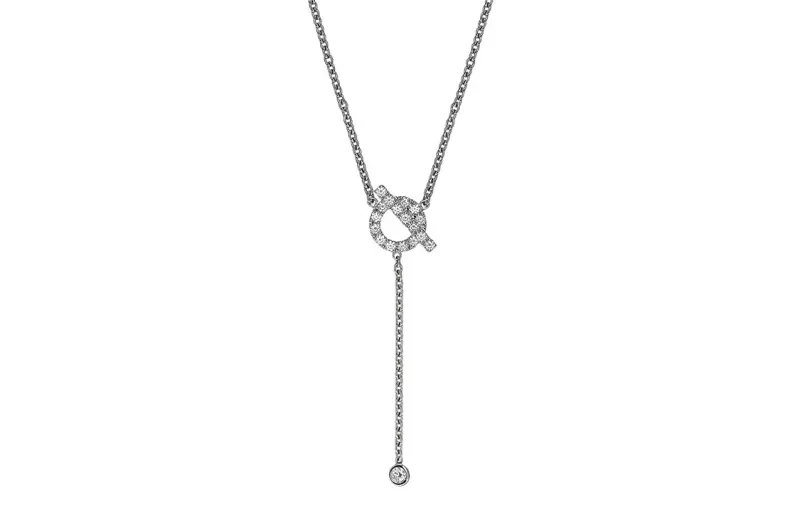 HERMES White Gold Cord Necklace Women's