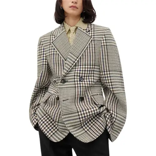 Bottega Veneta Double Breasted Checked Jacket