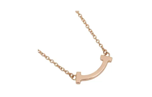 Tiffany & CO. 2000-2020s 18K yellow gold T Smile necklace