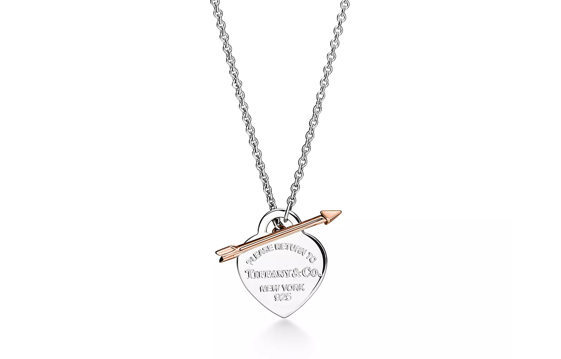 TIFFANY & CO. Tiffany Return to Tiffany Series Arrow Pin Buckle Heart Shape Pendant 925 Silver Necklace Women's Silver