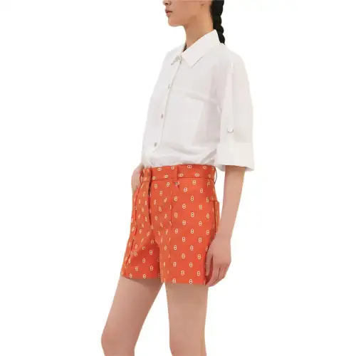 HERMES Chaine D'Ancre Casual Shorts Women's Coral Orange