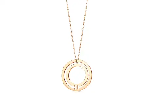 TIFFANY & CO. Pre Owned 2010s 18K Yellow Gold T Two Circle Necklace