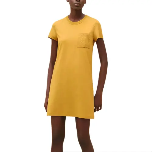 HERMES SS24 Short Sleeved Dress Women's Yellow