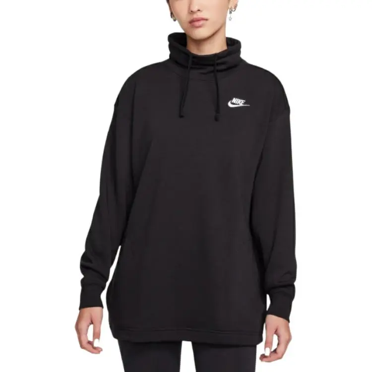 Nike Sweatshirts Women's Black Hooded Moderate Straight Fit