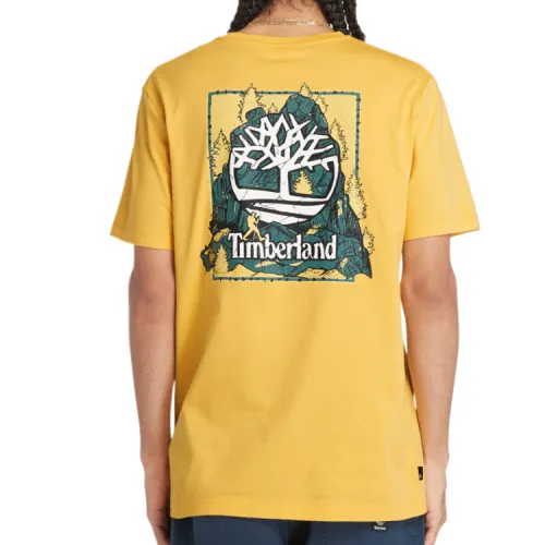 Timberland T Shirts Men's Yellow Crew Neck Moderate
