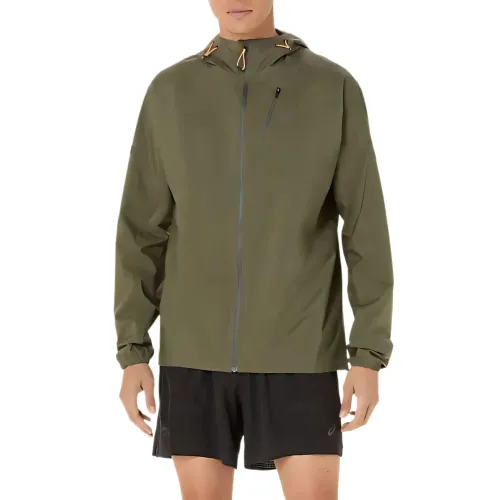 ASICS FUJITRAIL Jackets Men's Mantle Green Hooded Moderate Hard Shell