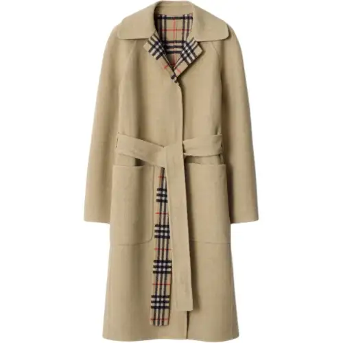 Burberry check-lined belted coat