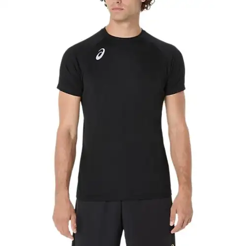 ASICS T Shirts Unisex Black Crew Neck